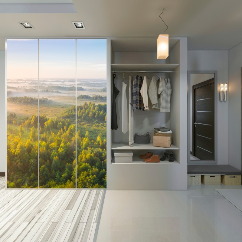 Schrankaufkleber nebliger morgen im sumpf von Zvanets – Wallnifity® Schrankaufkleber nebliger morgen im sumpf von Zvanets – Wallnifity®