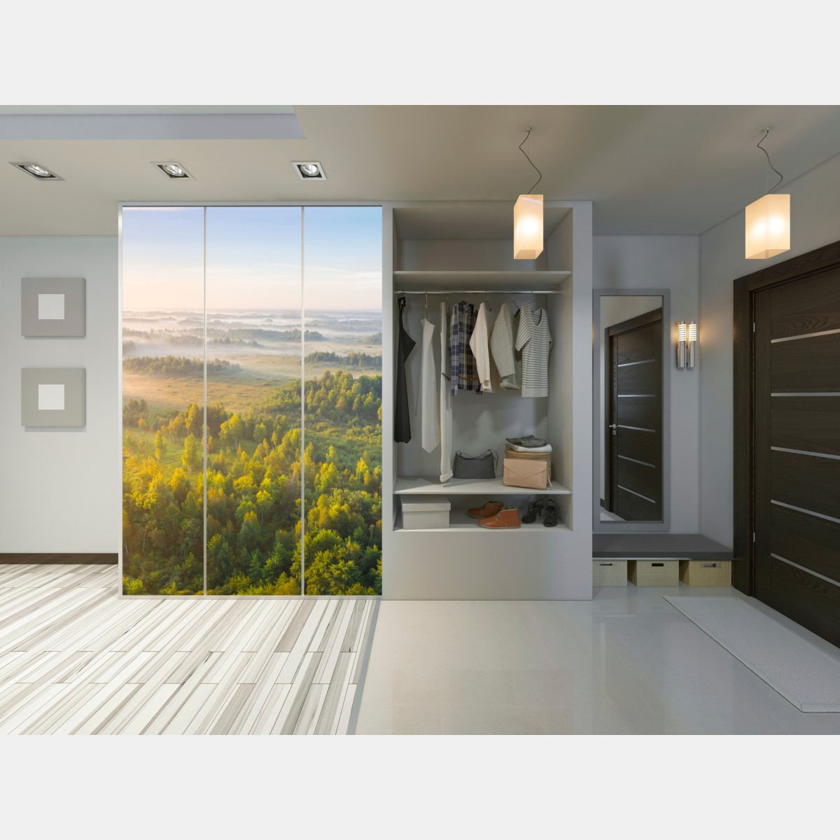 Schrankaufkleber nebliger morgen im sumpf von Zvanets – Wallnifity® Schrankaufkleber nebliger morgen im sumpf von Zvanets – Wallnifity®