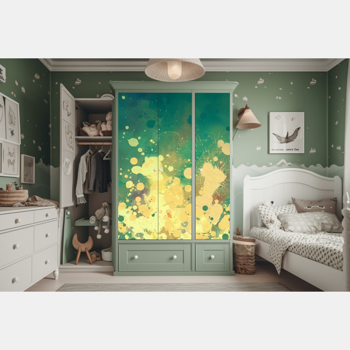 Schrankaufkleber türkiser aquarellausbruch abstrakt – Wallnifity® Schrankaufkleber türkiser aquarellausbruch abstrakt – Wallnifity®