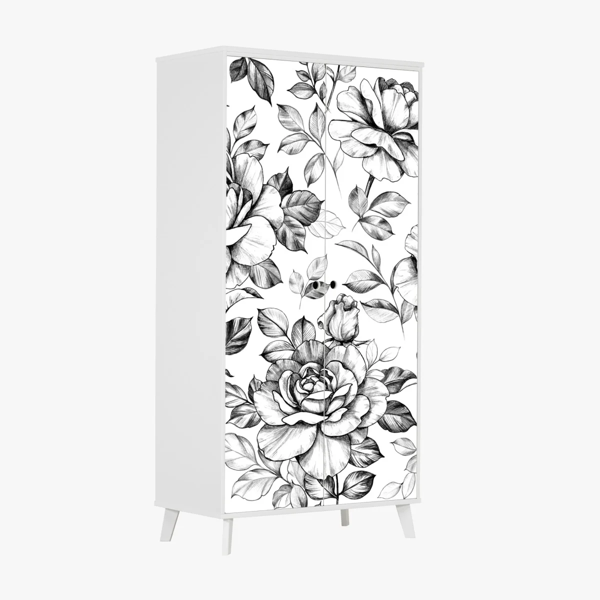 Schrankaufkleber handgezeichnetes rosenmuster – Wallnifity® Schrankaufkleber handgezeichnetes rosenmuster – Wallnifity®