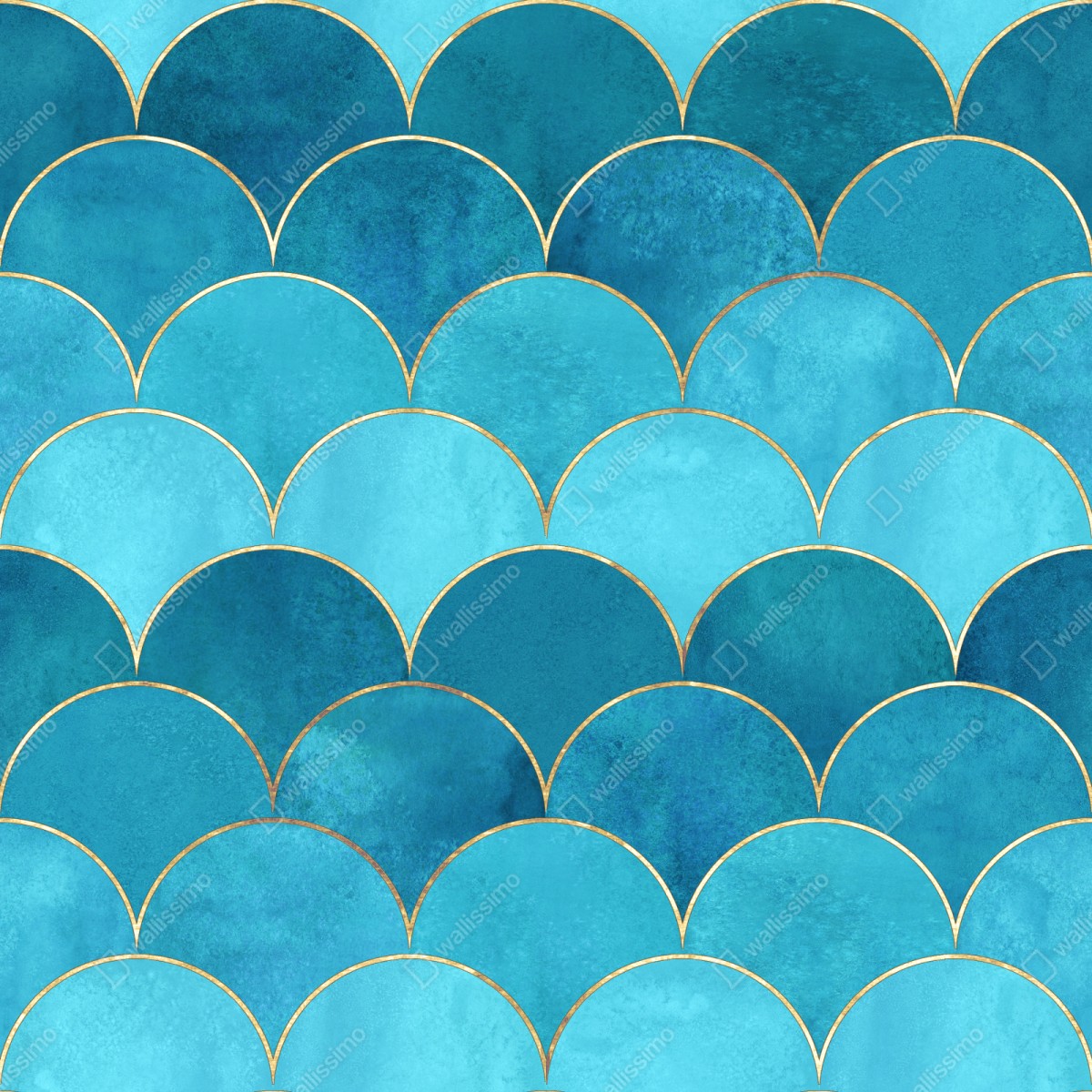 Schrankaufkleber türkis schuppenmuster mit goldakzenten – Wallnifity® Schrankaufkleber türkis schuppenmuster mit goldakzenten – Wallnifity®