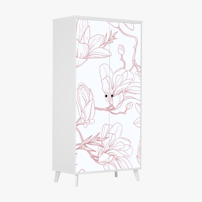 Schrankaufkleber klassisches schwarzweißes blumenmuster – Wallnifity®