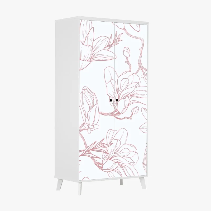 Schrankaufkleber zartes magnolienmuster in sanftem rosa – Wallnifity® Schrankaufkleber zartes magnolienmuster in sanftem rosa – Wallnifity®