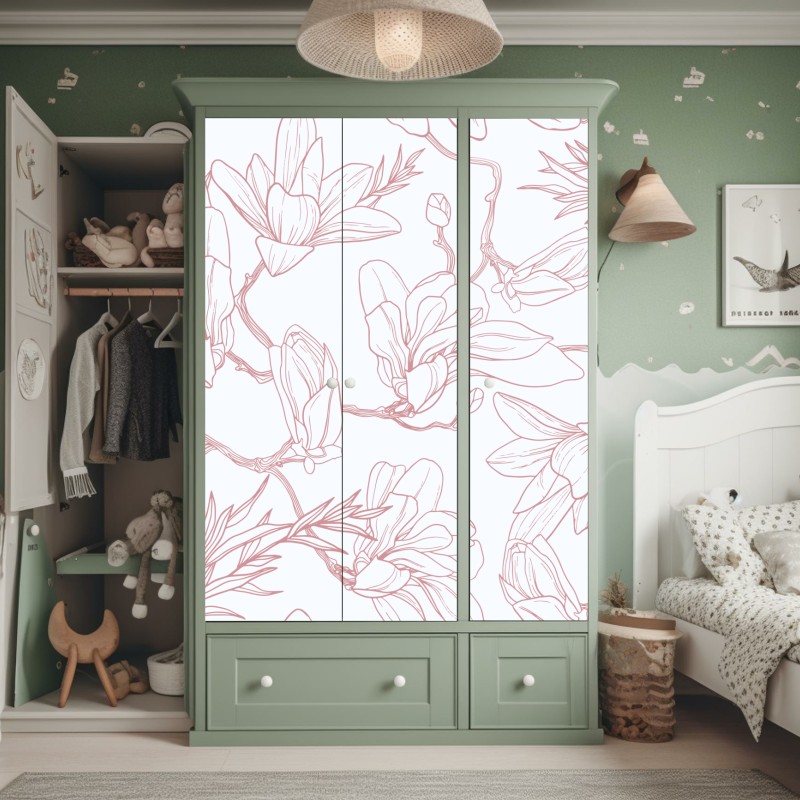 Schrankaufkleber klassisches schwarzweißes blumenmuster – Wallnifity®