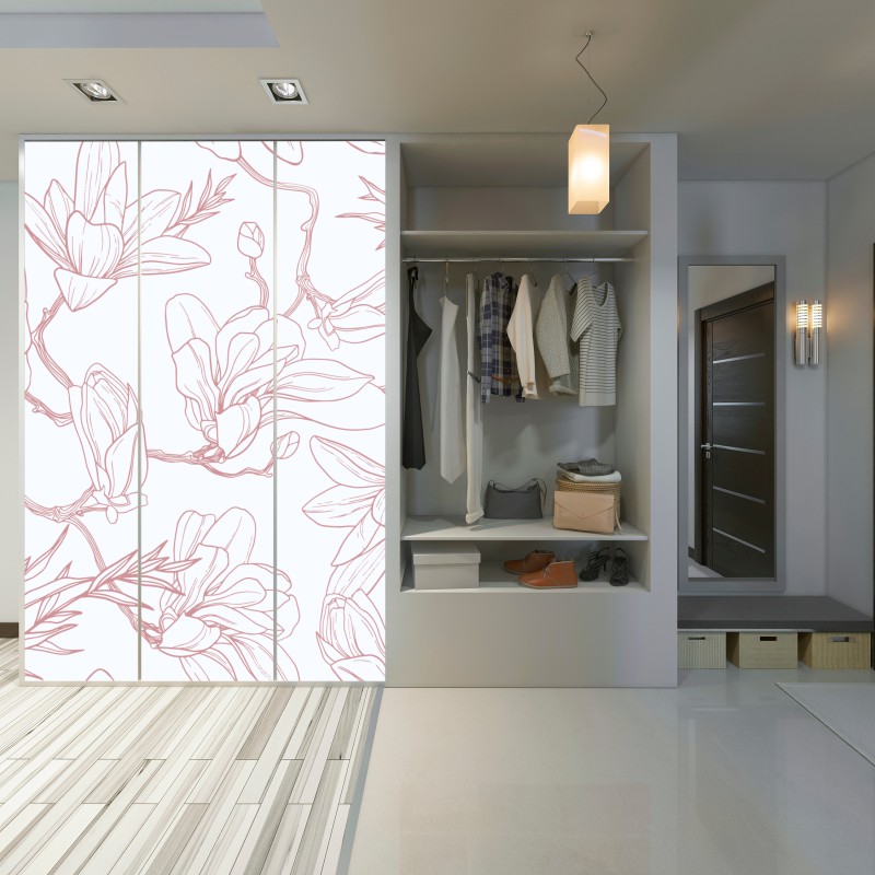 Schrankaufkleber zartes magnolienmuster in sanftem rosa – Wallnifity® Schrankaufkleber zartes magnolienmuster in sanftem rosa – Wallnifity®