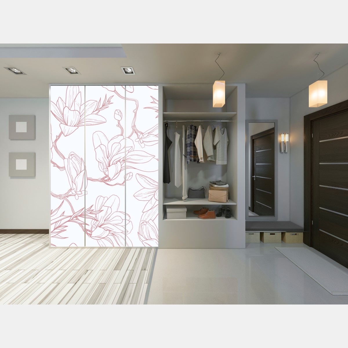 Schrankaufkleber zartes magnolienmuster in sanftem rosa – Wallnifity® Schrankaufkleber zartes magnolienmuster in sanftem rosa – Wallnifity®