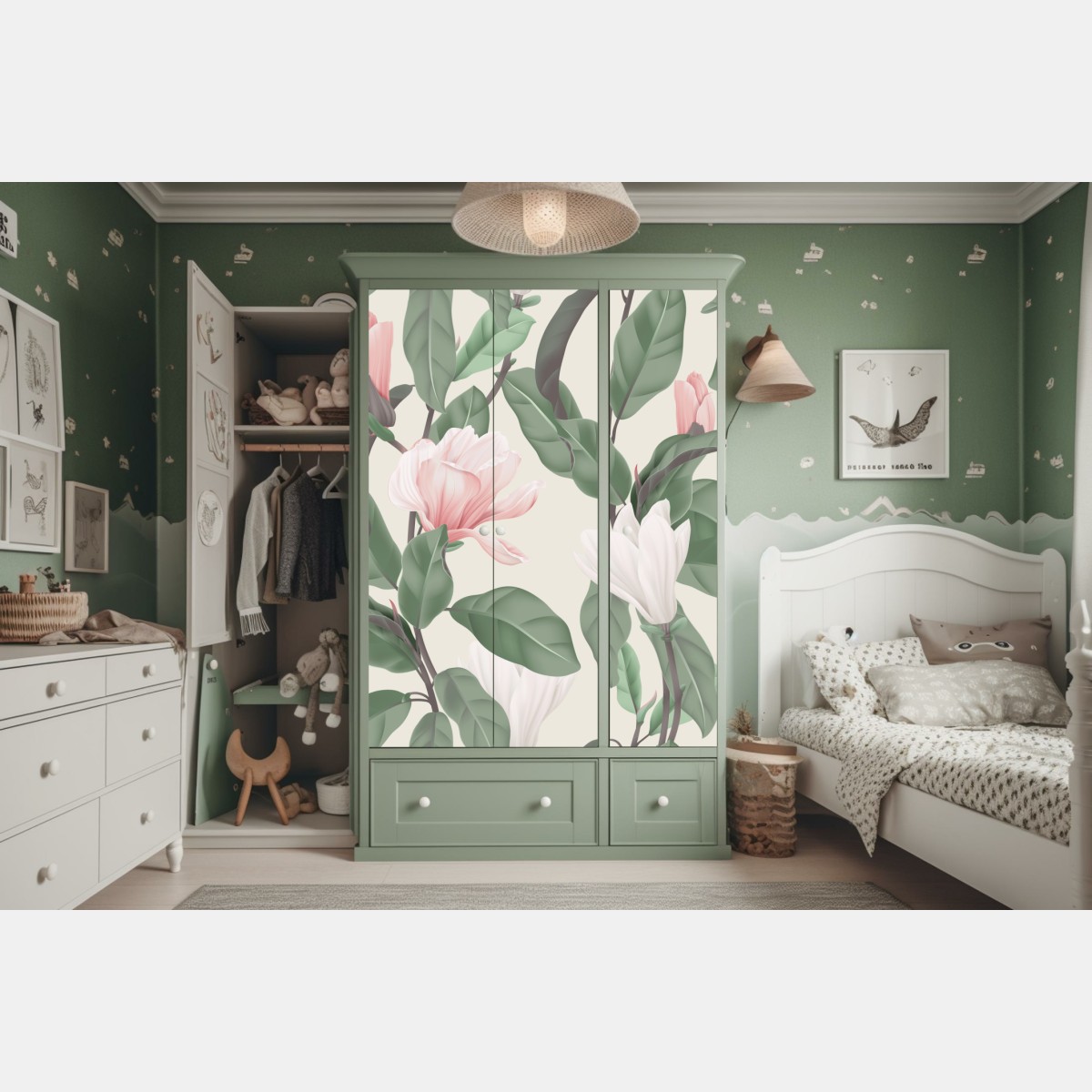 Schrankaufkleber pastell magnolienmuster – Wallnifity® Schrankaufkleber pastell magnolienmuster – Wallnifity®