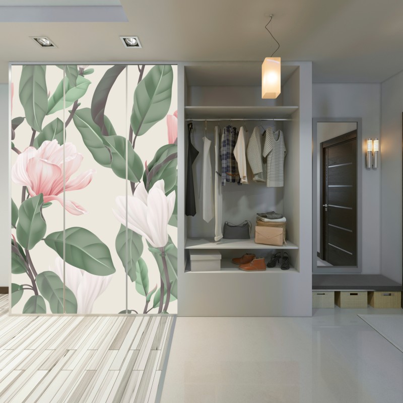 Schrankaufkleber pastell magnolienmuster – Wallnifity® Schrankaufkleber pastell magnolienmuster – Wallnifity®