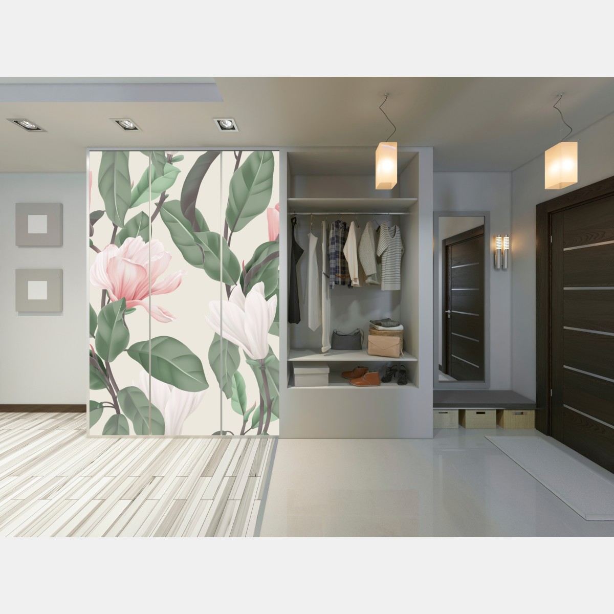 Schrankaufkleber pastell magnolienmuster – Wallnifity® Schrankaufkleber pastell magnolienmuster – Wallnifity®