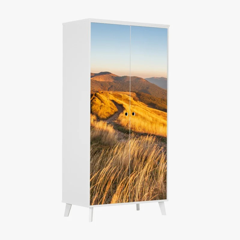 Schrankaufkleber goldener bergkamm im sonnenuntergang – Wallnifity®