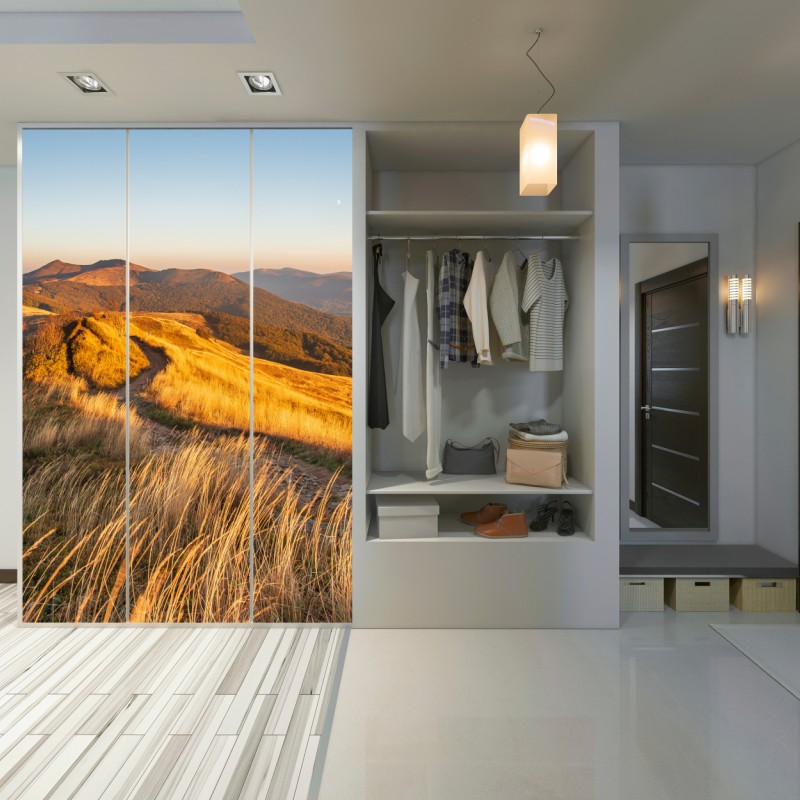 Schrankaufkleber goldener bergkamm im sonnenuntergang – Wallnifity®