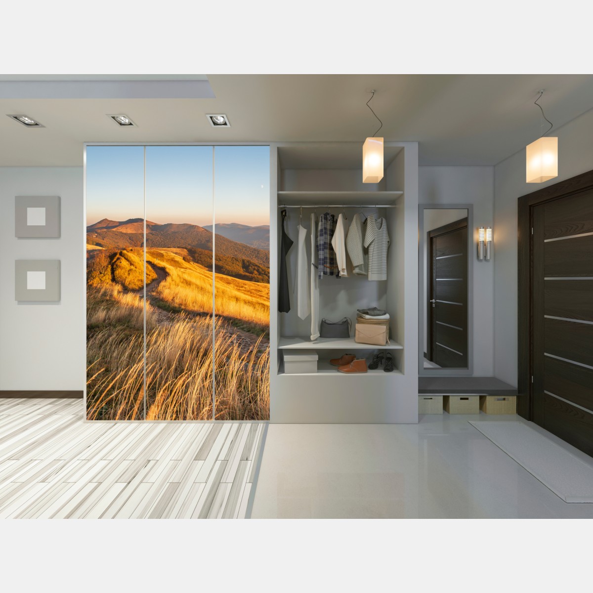 Schrankaufkleber goldener bergkamm im sonnenuntergang – Wallnifity®