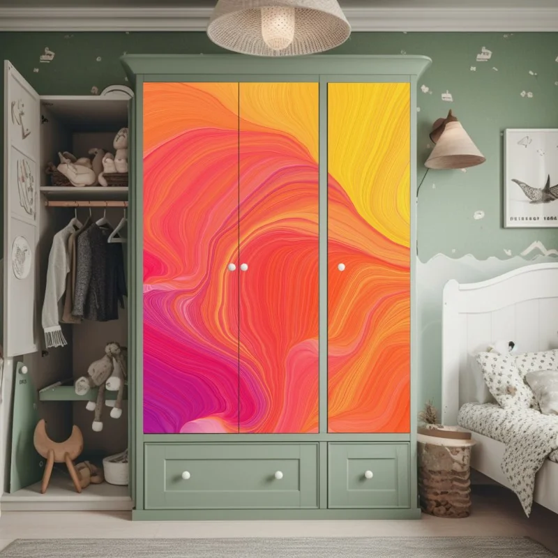 Schrankaufkleber leuchtende fließende farbwellen – Wallnifity® Schrankaufkleber leuchtende fließende farbwellen – Wallnifity®