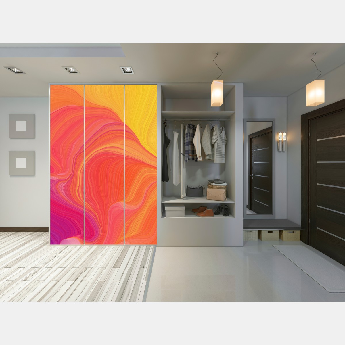 Schrankaufkleber leuchtende fließende farbwellen – Wallnifity® Schrankaufkleber leuchtende fließende farbwellen – Wallnifity®