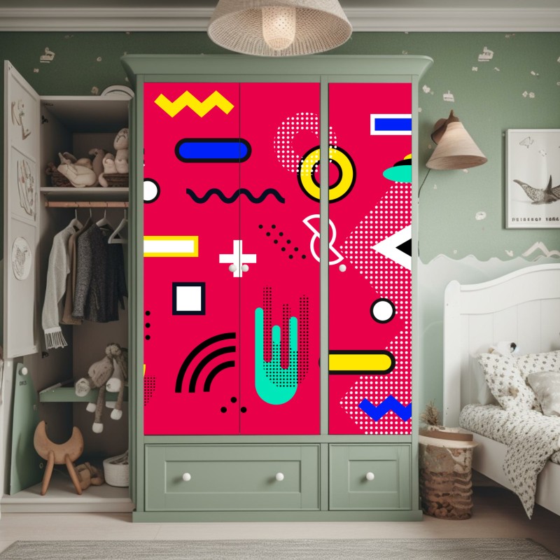 Schrankaufkleber Eiffelturm am Champ de Mars, lebendige pariser skyline – Wallnifity®