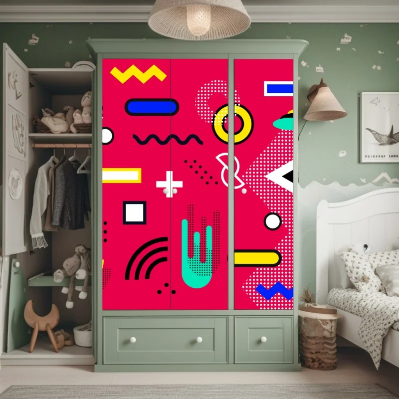 Schrankaufkleber lebhaftes geometrisches pop-muster – Wallnifity® Schrankaufkleber lebhaftes geometrisches pop-muster – Wallnifity®