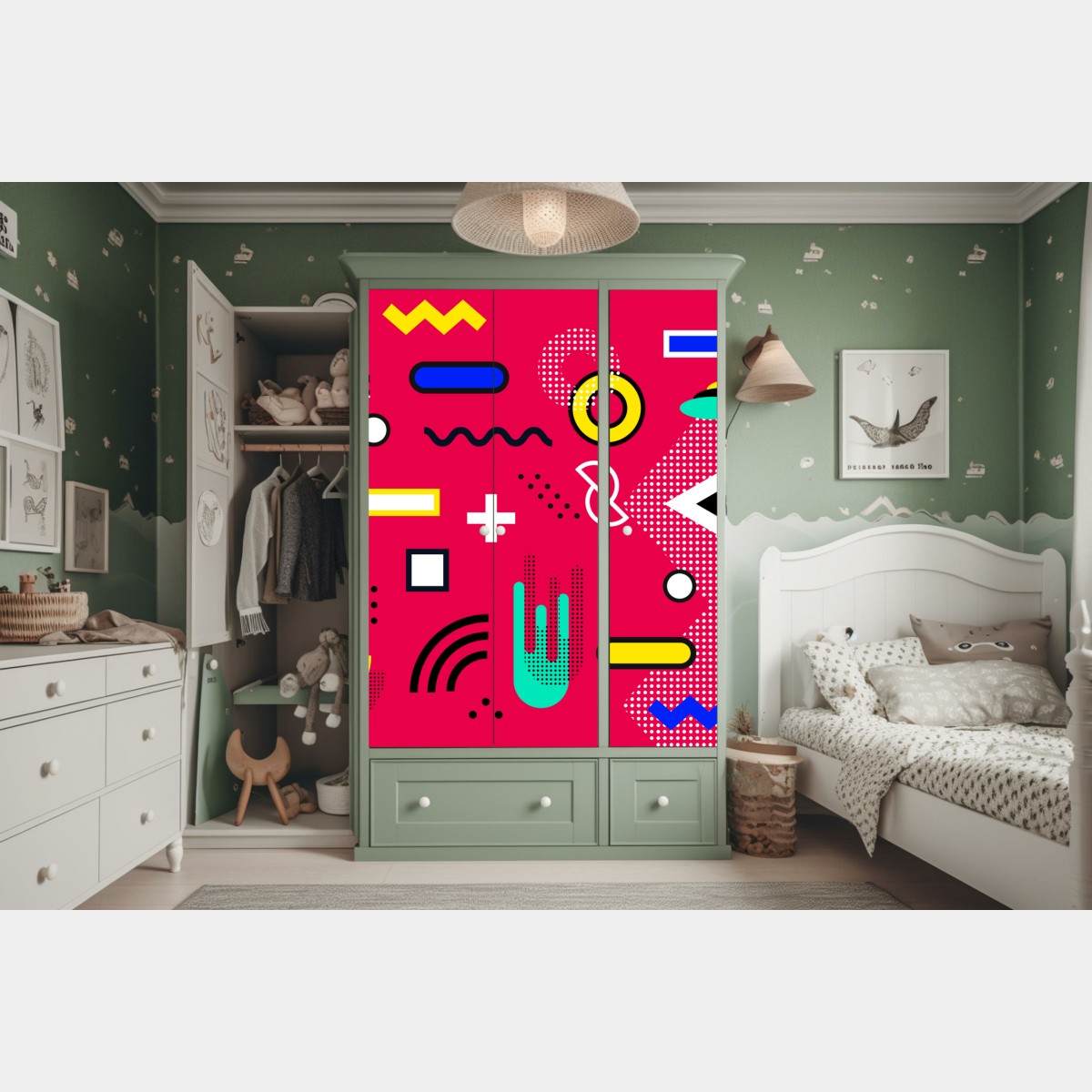 Schrankaufkleber lebhaftes geometrisches pop-muster – Wallnifity® Schrankaufkleber lebhaftes geometrisches pop-muster – Wallnifity®