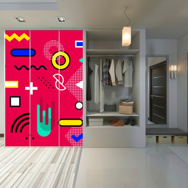 Schrankaufkleber lebhaftes geometrisches pop-muster – Wallnifity® Schrankaufkleber lebhaftes geometrisches pop-muster – Wallnifity®