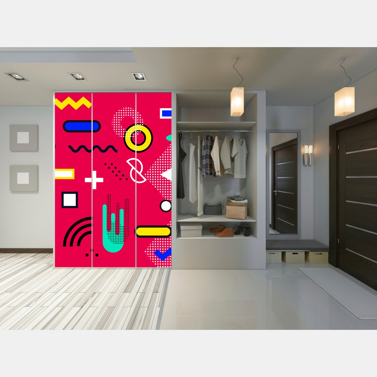 Schrankaufkleber lebhaftes geometrisches pop-muster – Wallnifity® Schrankaufkleber lebhaftes geometrisches pop-muster – Wallnifity®