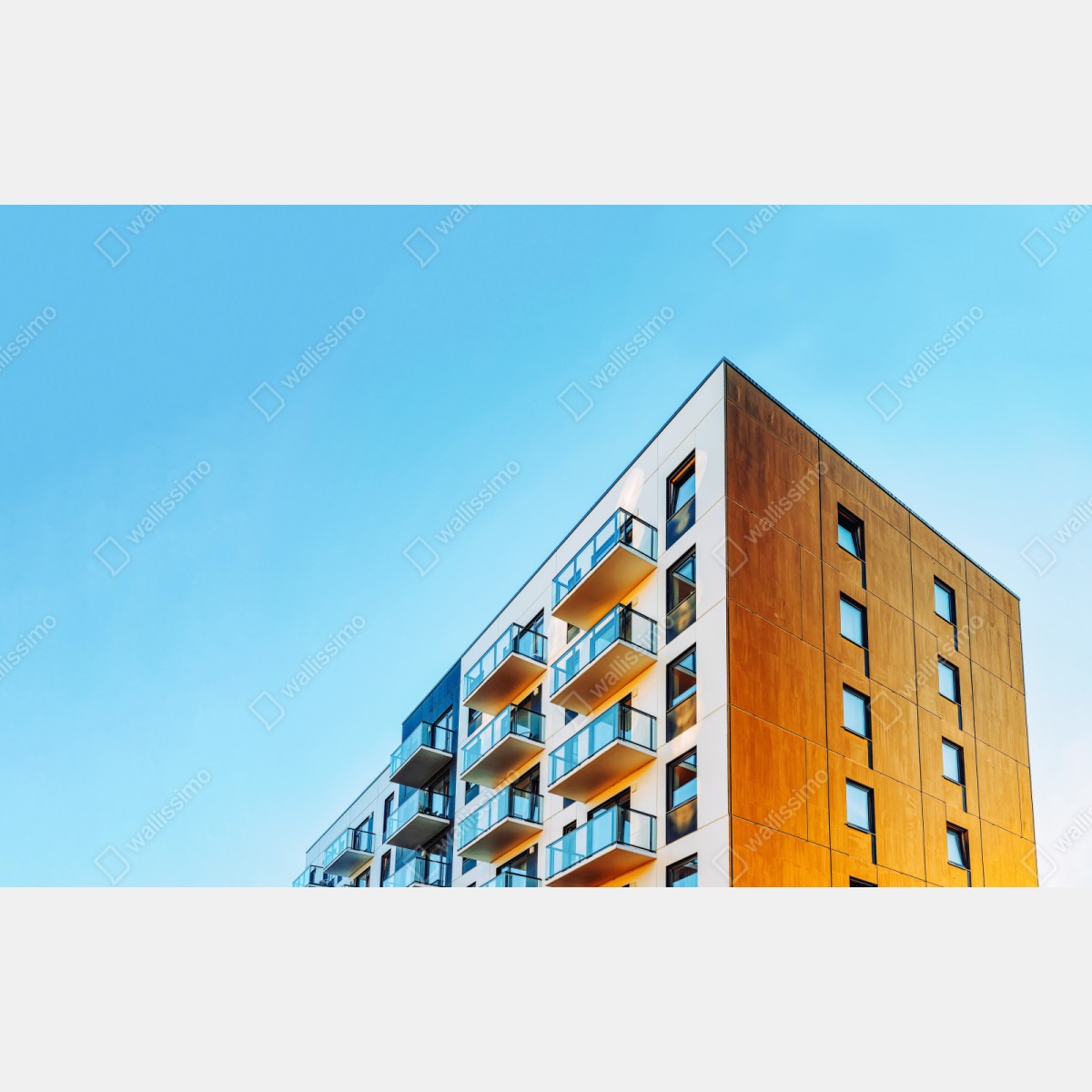 Schrankaufkleber modernes wohngebäude mit balkonen – Wallnifity® Schrankaufkleber modernes wohngebäude mit balkonen – Wallnifity®