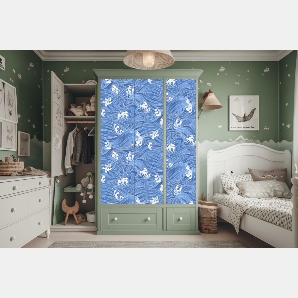 Schrankaufkleber stilisiertes Japanisches wellenmuster – Wallnifity®