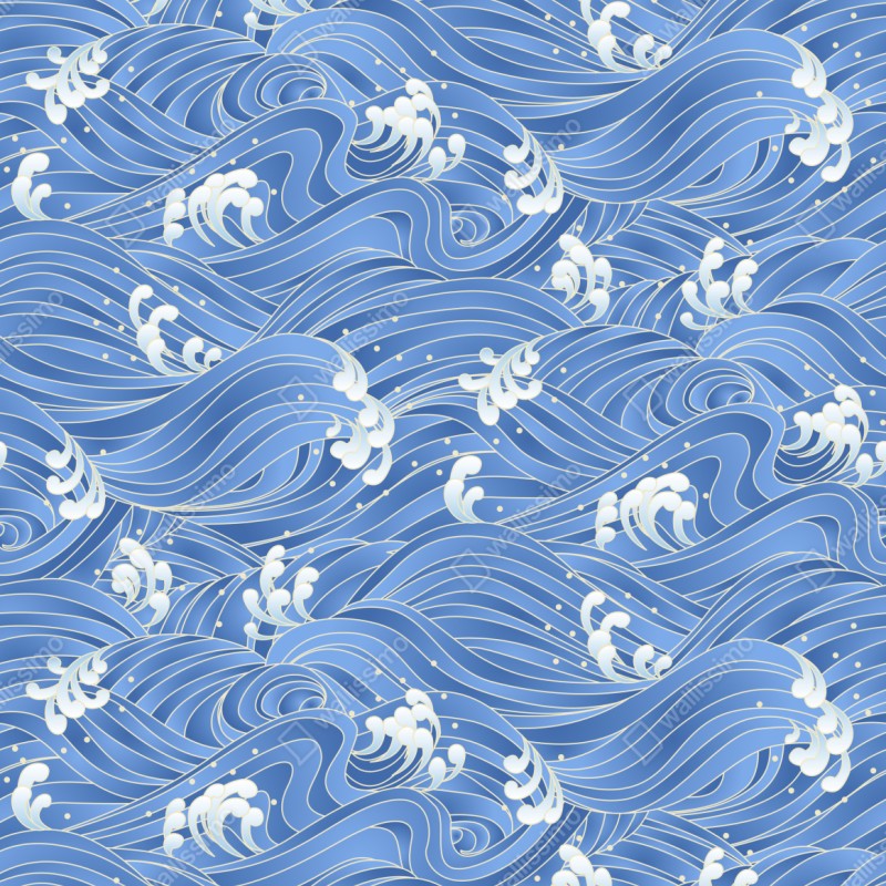 Schrankaufkleber stilisiertes Japanisches wellenmuster – Wallnifity®