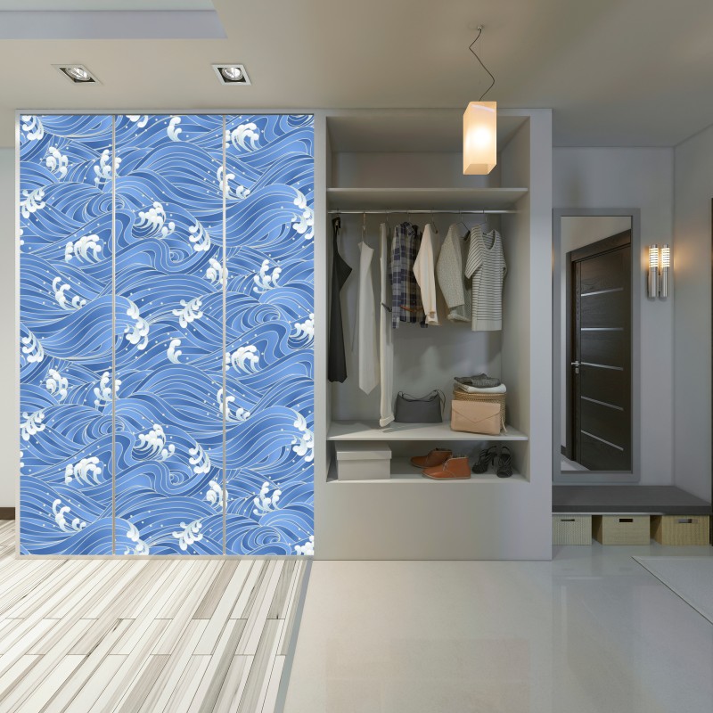 Schrankaufkleber stilisiertes Japanisches wellenmuster – Wallnifity®