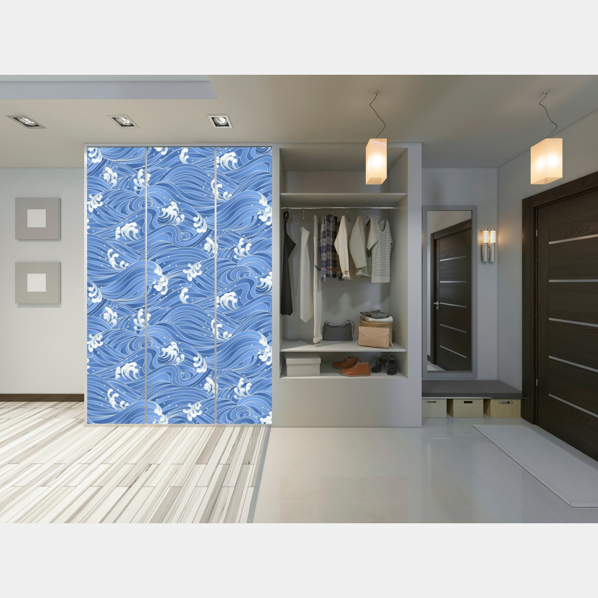 Schrankaufkleber stilisiertes Japanisches wellenmuster – Wallnifity®