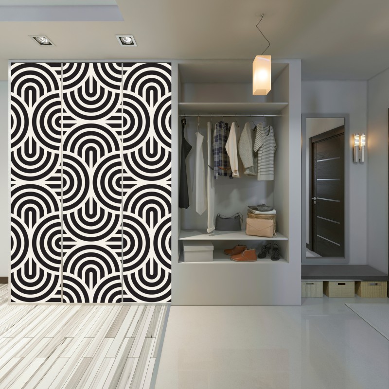 Schrankaufkleber schwarz-weiß geometrisches muster – Wallnifity® Schrankaufkleber schwarz-weiß geometrisches muster – Wallnifity®