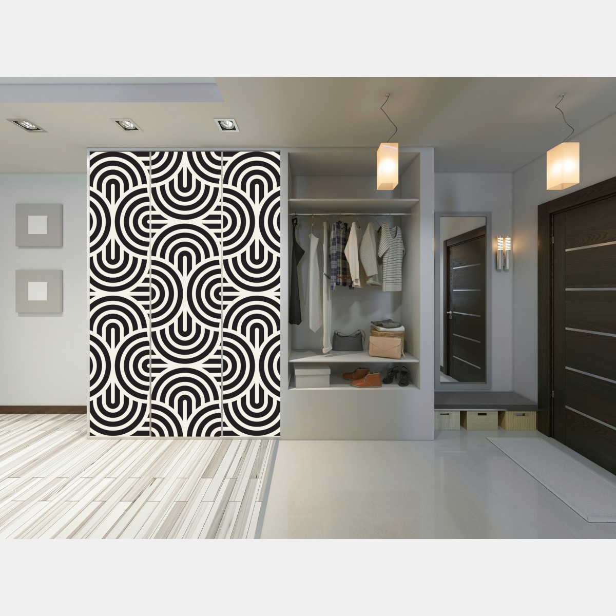 Schrankaufkleber schwarz-weiß geometrisches muster – Wallnifity® Schrankaufkleber schwarz-weiß geometrisches muster – Wallnifity®