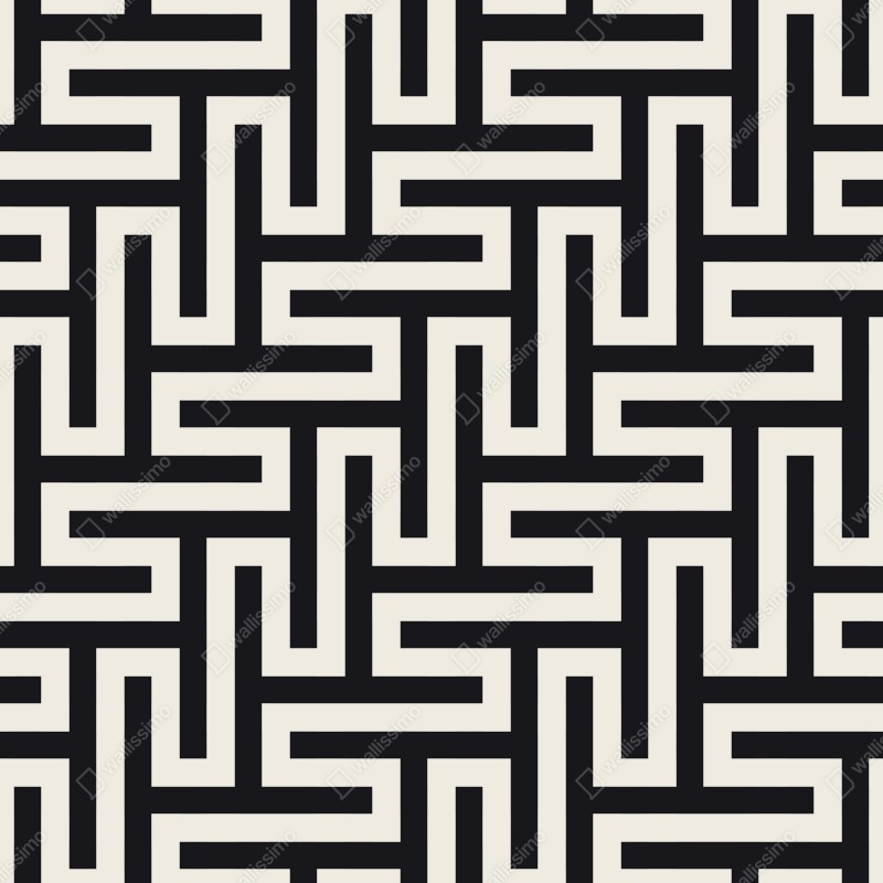 Schrankaufkleber geometrisches labyrinthmuster in beige und schwarz – Wallnifity® Schrankaufkleber geometrisches labyrinthmuster in beige und schwarz – Wallnifity®