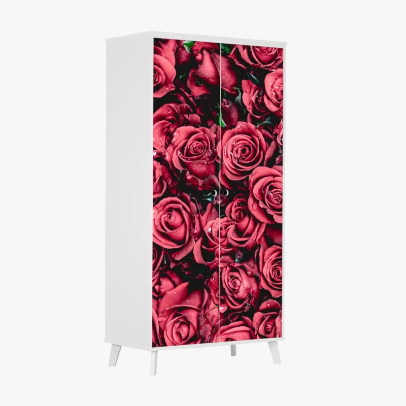 Schrankaufkleber pralle rote rosen wandbild – Wallnifity® Schrankaufkleber pralle rote rosen wandbild – Wallnifity®