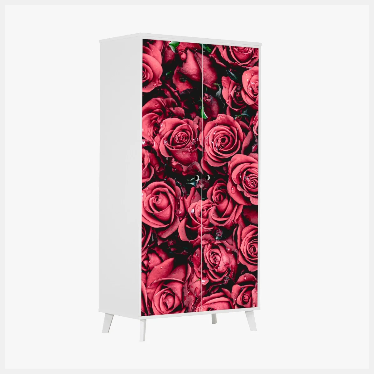 Schrankaufkleber pralle rote rosen wandbild – Wallnifity® Schrankaufkleber pralle rote rosen wandbild – Wallnifity®