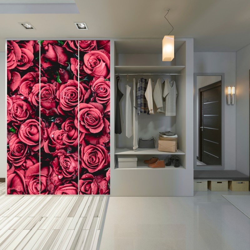 Schrankaufkleber pralle rote rosen wandbild – Wallnifity® Schrankaufkleber pralle rote rosen wandbild – Wallnifity®