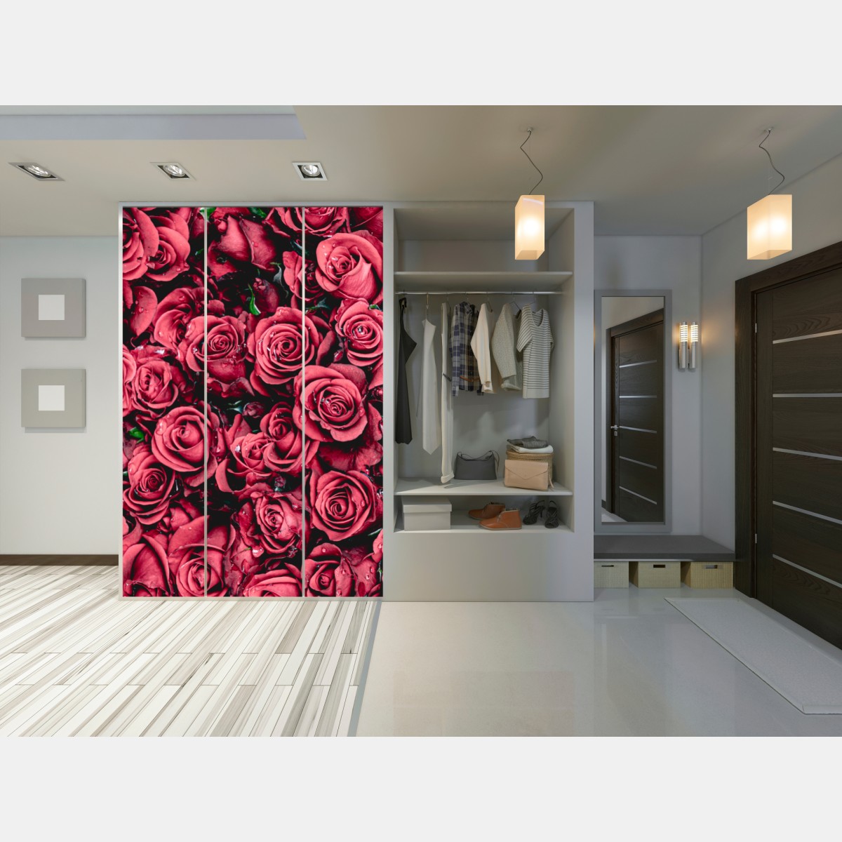 Schrankaufkleber pralle rote rosen wandbild – Wallnifity® Schrankaufkleber pralle rote rosen wandbild – Wallnifity®