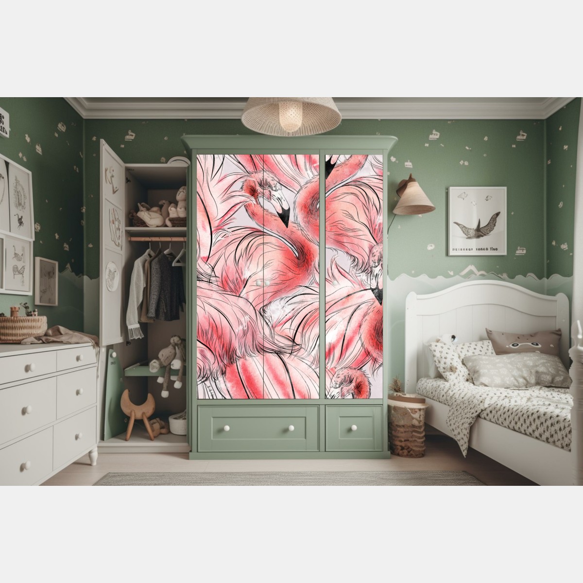 Schrankaufkleber aquarell flamingo nahtloses muster – Wallnifity® Schrankaufkleber aquarell flamingo nahtloses muster – Wallnifity®