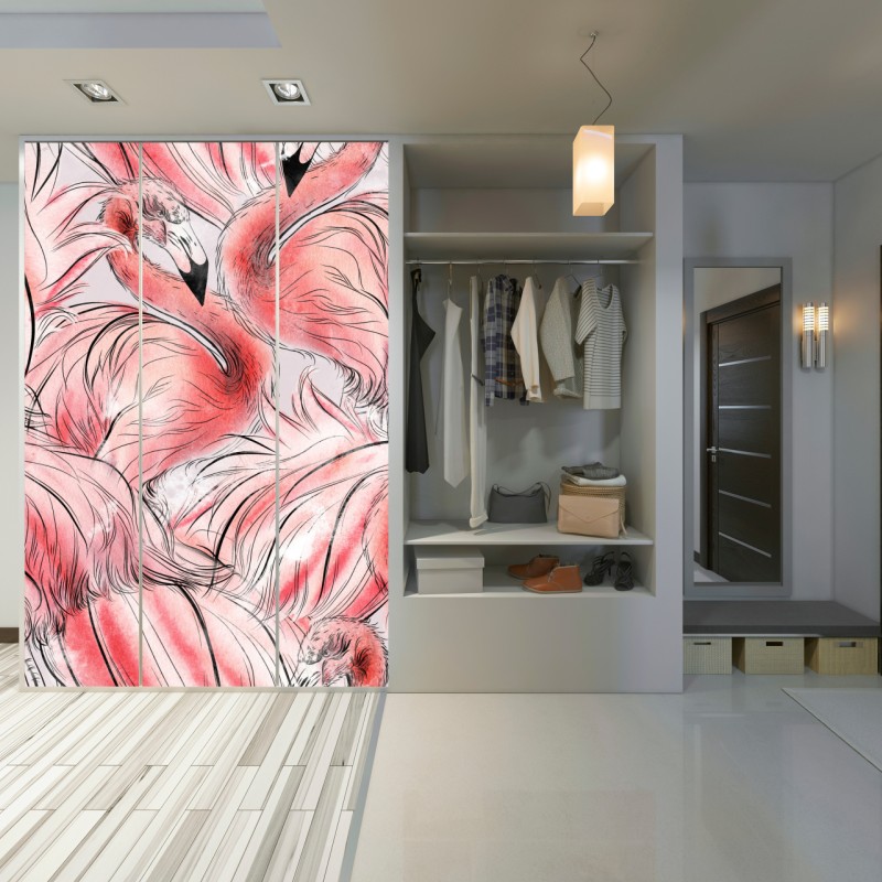 Schrankaufkleber aquarell flamingo nahtloses muster – Wallnifity® Schrankaufkleber aquarell flamingo nahtloses muster – Wallnifity®