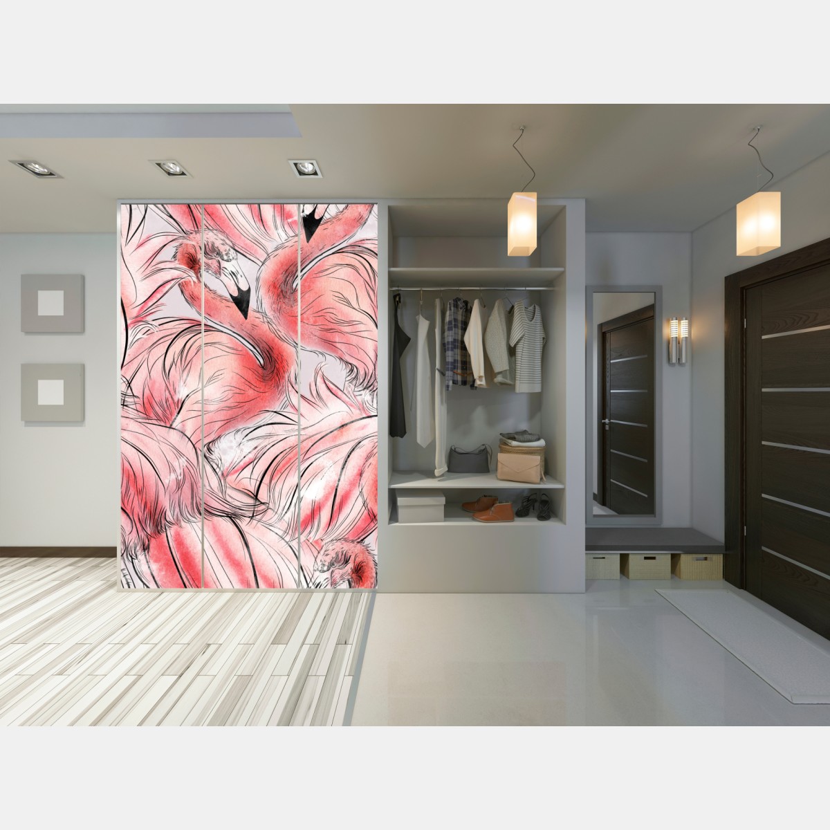 Schrankaufkleber aquarell flamingo nahtloses muster – Wallnifity® Schrankaufkleber aquarell flamingo nahtloses muster – Wallnifity®