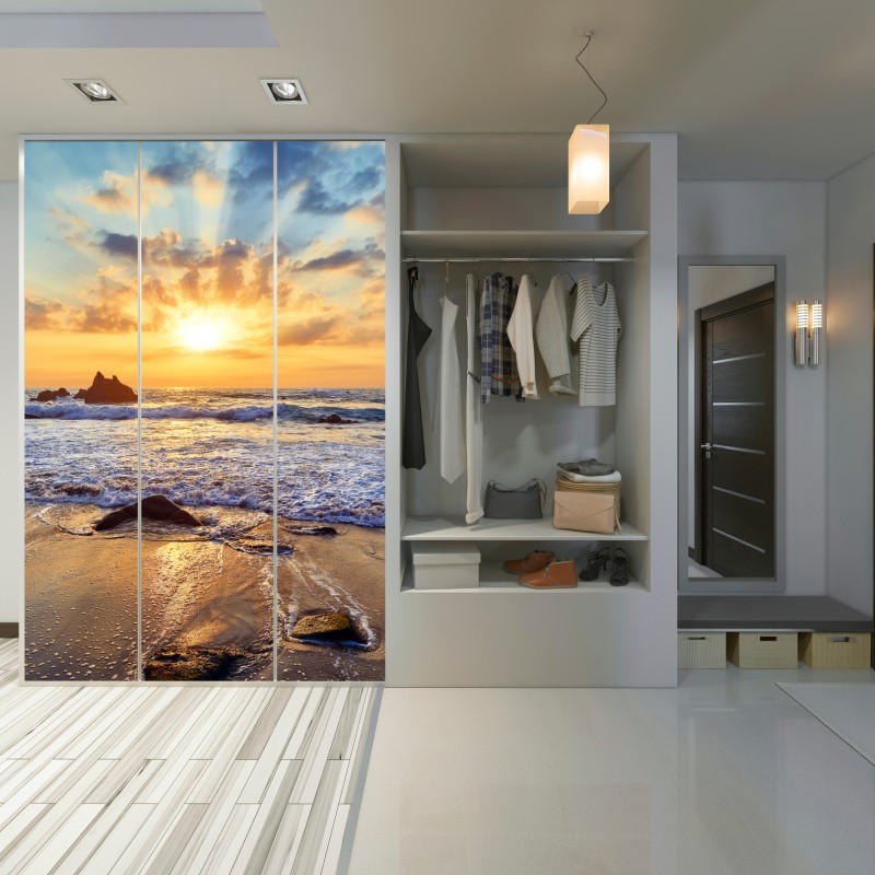 Schrankaufkleber sonnenuntergang an der felsigen küste – Wallnifity® Schrankaufkleber sonnenuntergang an der felsigen küste – Wallnifity®