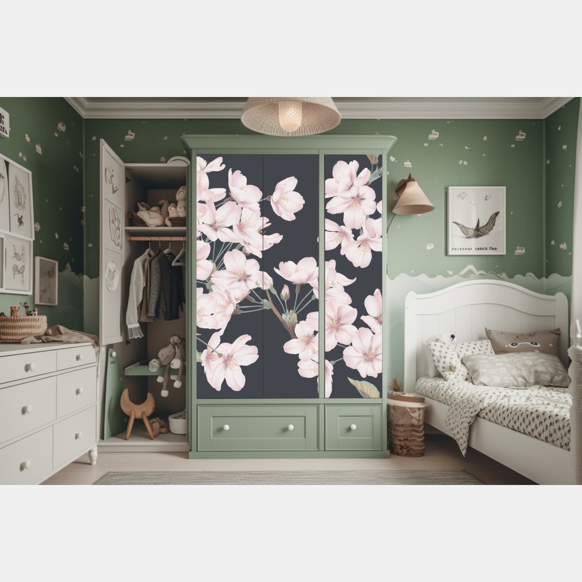 Schrankaufkleber zartes kirschblütenmuster – Wallnifity® Schrankaufkleber zartes kirschblütenmuster – Wallnifity®