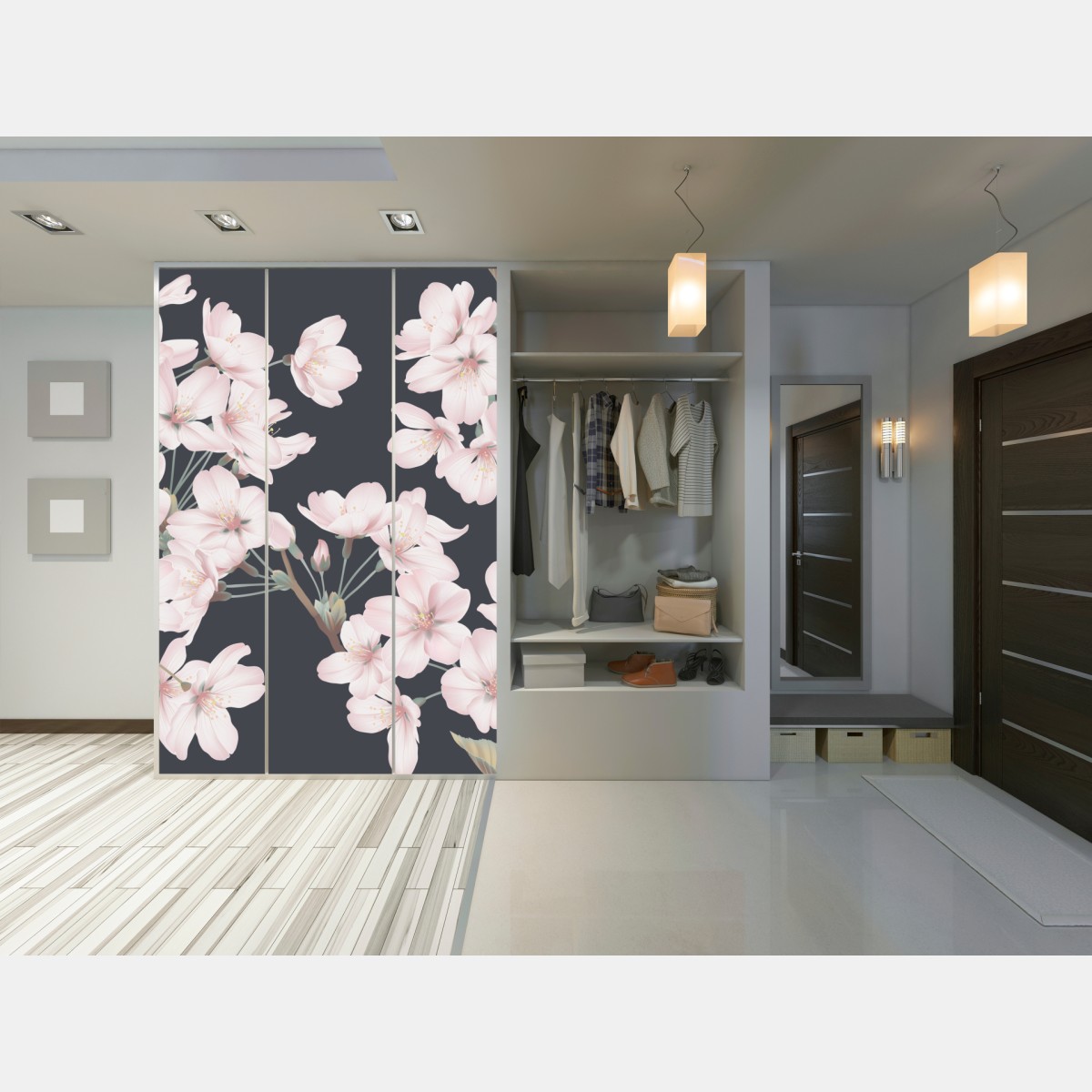 Schrankaufkleber zartes kirschblütenmuster – Wallnifity® Schrankaufkleber zartes kirschblütenmuster – Wallnifity®