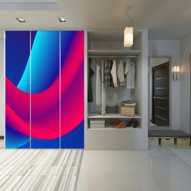 Schrankaufkleber leuchtende fließende verlaufswellen – Wallnifity®