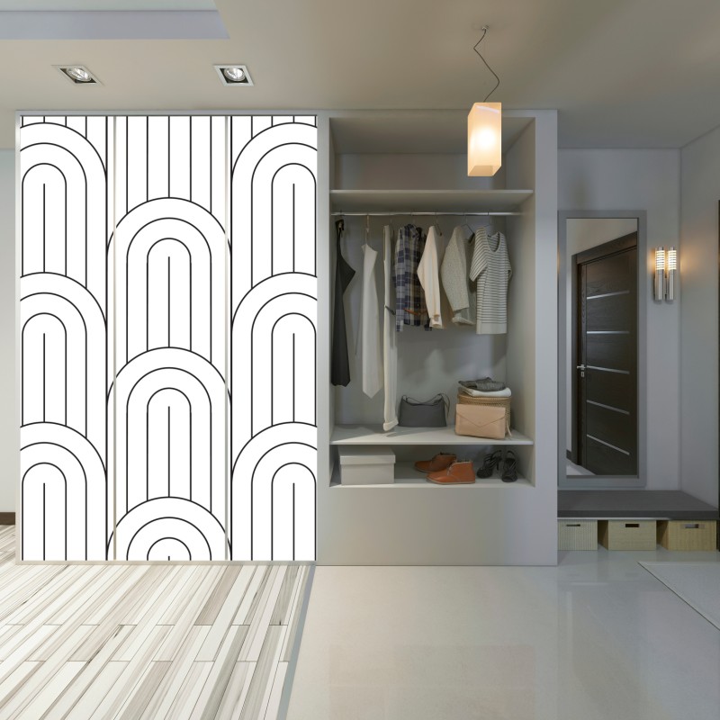 Schrankaufkleber monochromes bogenmuster – Wallnifity® Schrankaufkleber monochromes bogenmuster – Wallnifity®