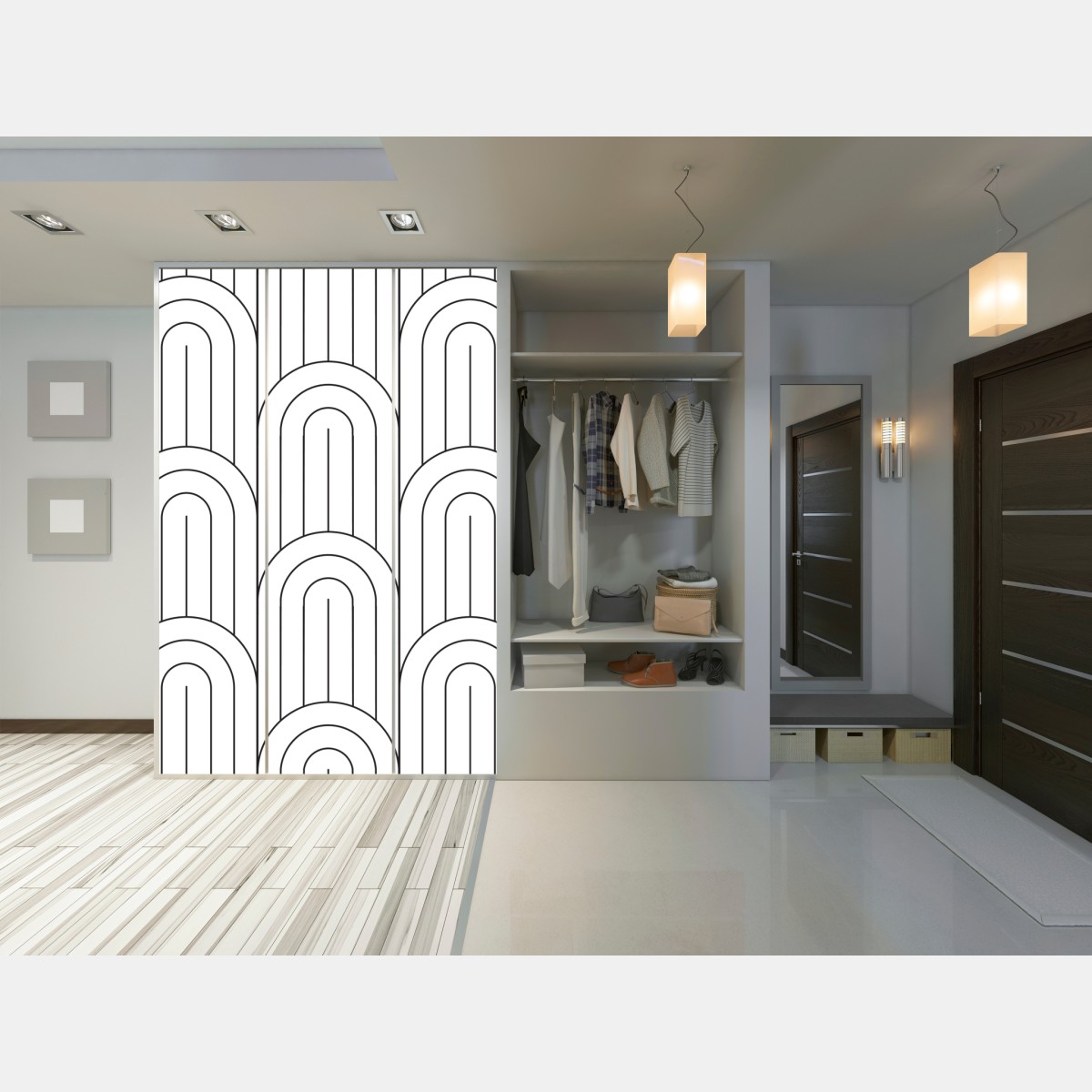 Schrankaufkleber monochromes bogenmuster – Wallnifity® Schrankaufkleber monochromes bogenmuster – Wallnifity®