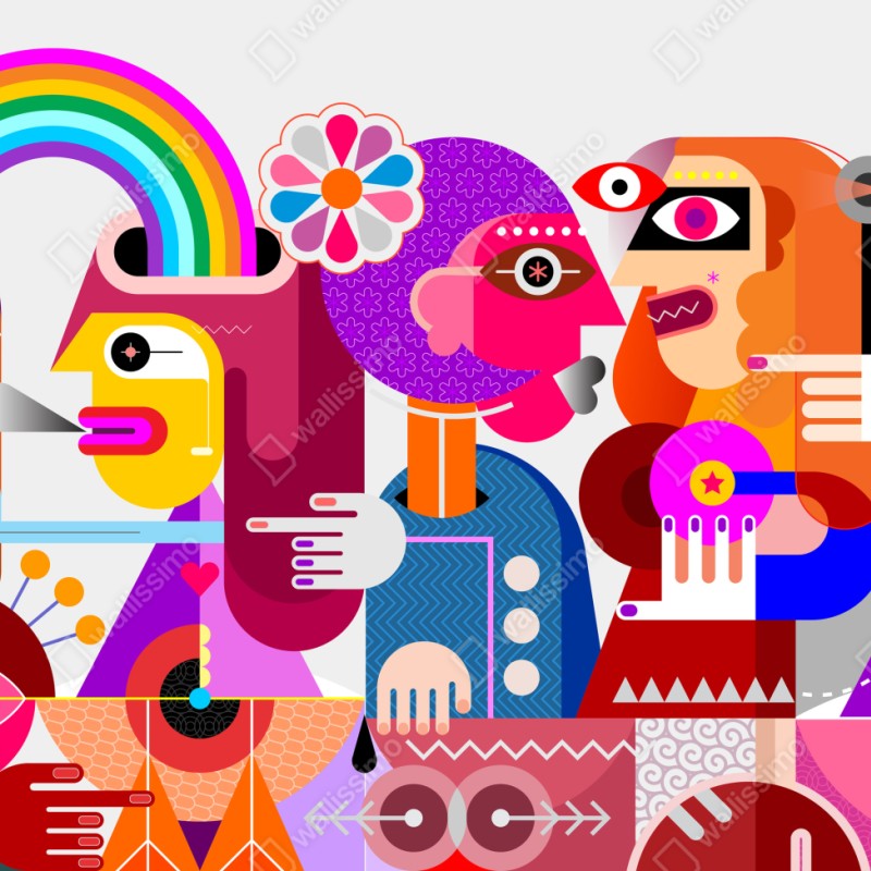 Schrankaufkleber mann mit regenbogen reitet geometrischen vogel – Wallnifity® Schrankaufkleber mann mit regenbogen reitet geometrischen vogel – Wallnifity®