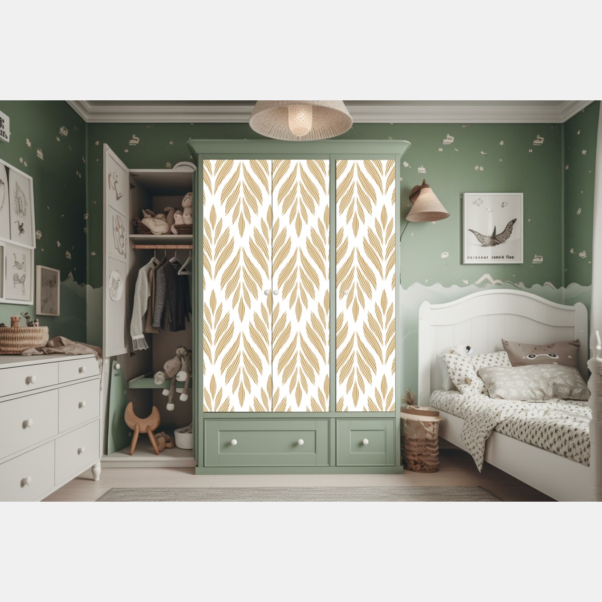 Schrankaufkleber goldenes blattmuster nahtloses design – Wallnifity® Schrankaufkleber goldenes blattmuster nahtloses design – Wallnifity®