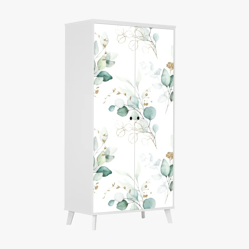 Schrankaufkleber eukalyptus aquarell muster in grüntönen – Wallnifity® Schrankaufkleber eukalyptus aquarell muster in grüntönen – Wallnifity®