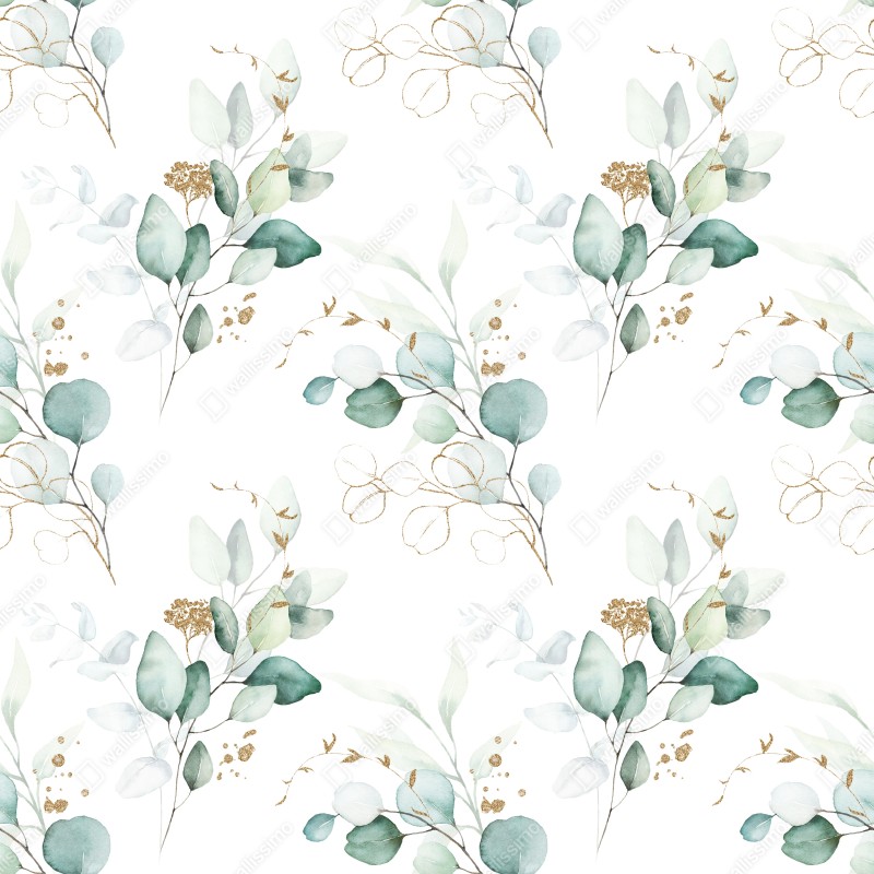 Schrankaufkleber eukalyptus aquarell muster in grüntönen – Wallnifity® Schrankaufkleber eukalyptus aquarell muster in grüntönen – Wallnifity®