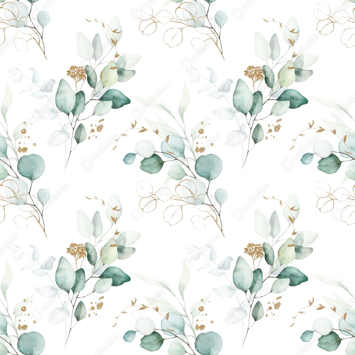 Schrankaufkleber eukalyptus aquarell muster in grüntönen – Wallnifity® Schrankaufkleber eukalyptus aquarell muster in grüntönen – Wallnifity®