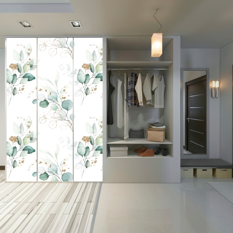 Schrankaufkleber eukalyptus aquarell muster in grüntönen – Wallnifity® Schrankaufkleber eukalyptus aquarell muster in grüntönen – Wallnifity®